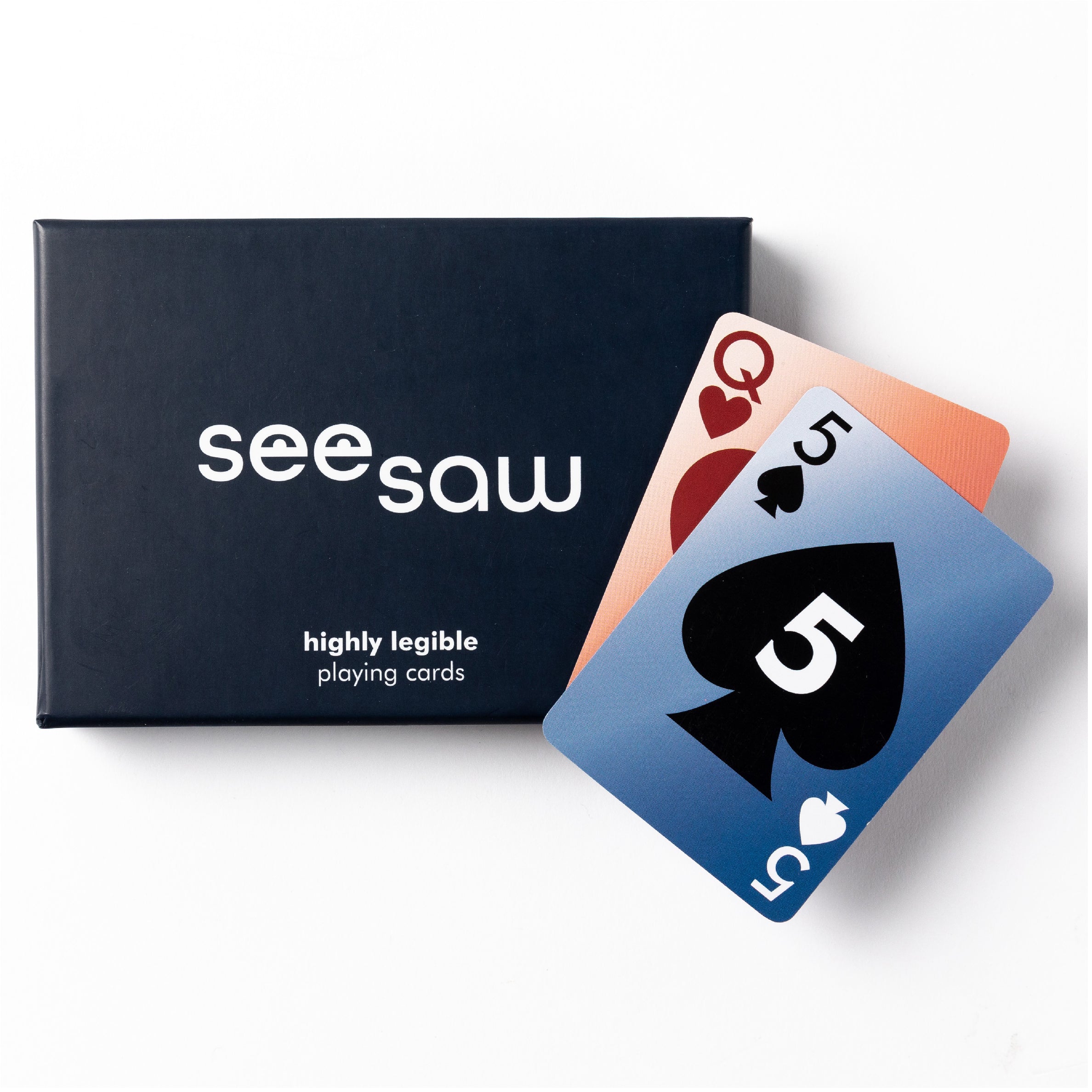 Seesaw cards | low vision playing cards